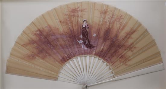 A framed handpainted fan